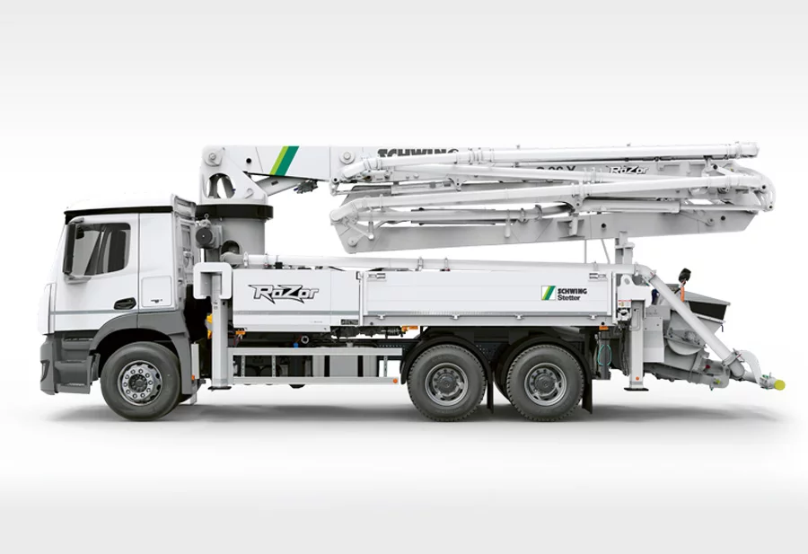 Schwing 36 metre boom, RZ fold truck mounted boom pump