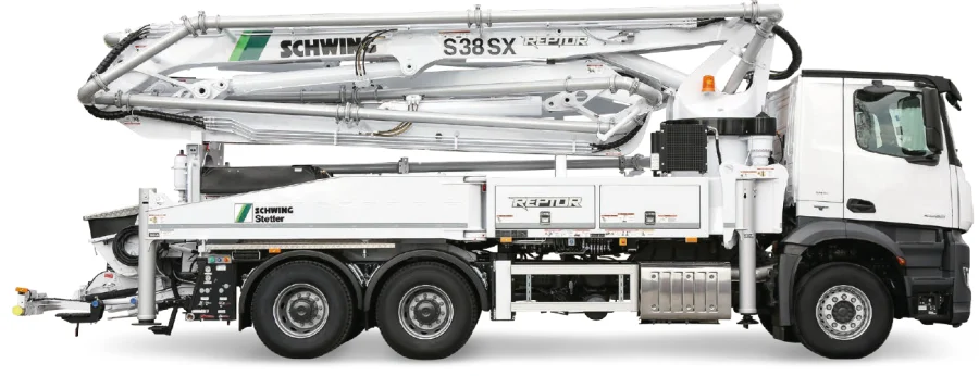Schwing S 38 SX Reptor truck mounted boom pump, 38 metre boom