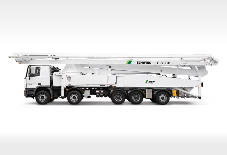 Schwing 58 metre boom truck mounted boom pump