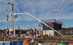 Concrete pumping crew at work