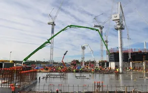 Boom pump over a commercial pour