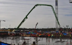 Site works with pumped concrete