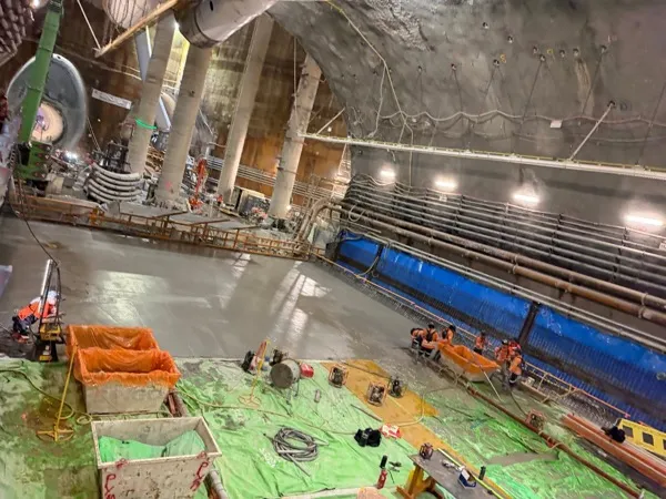 Fresh slab coming up inside the Sydney Metro works