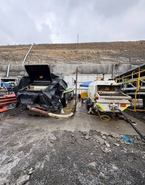 Pumping equipment staged at the mine surface